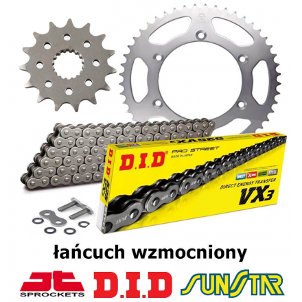 KAWASAKI EX 250 R NINJA 2008-2012 ZESTAW NAPĘDOWY DID WZMOCNIONY