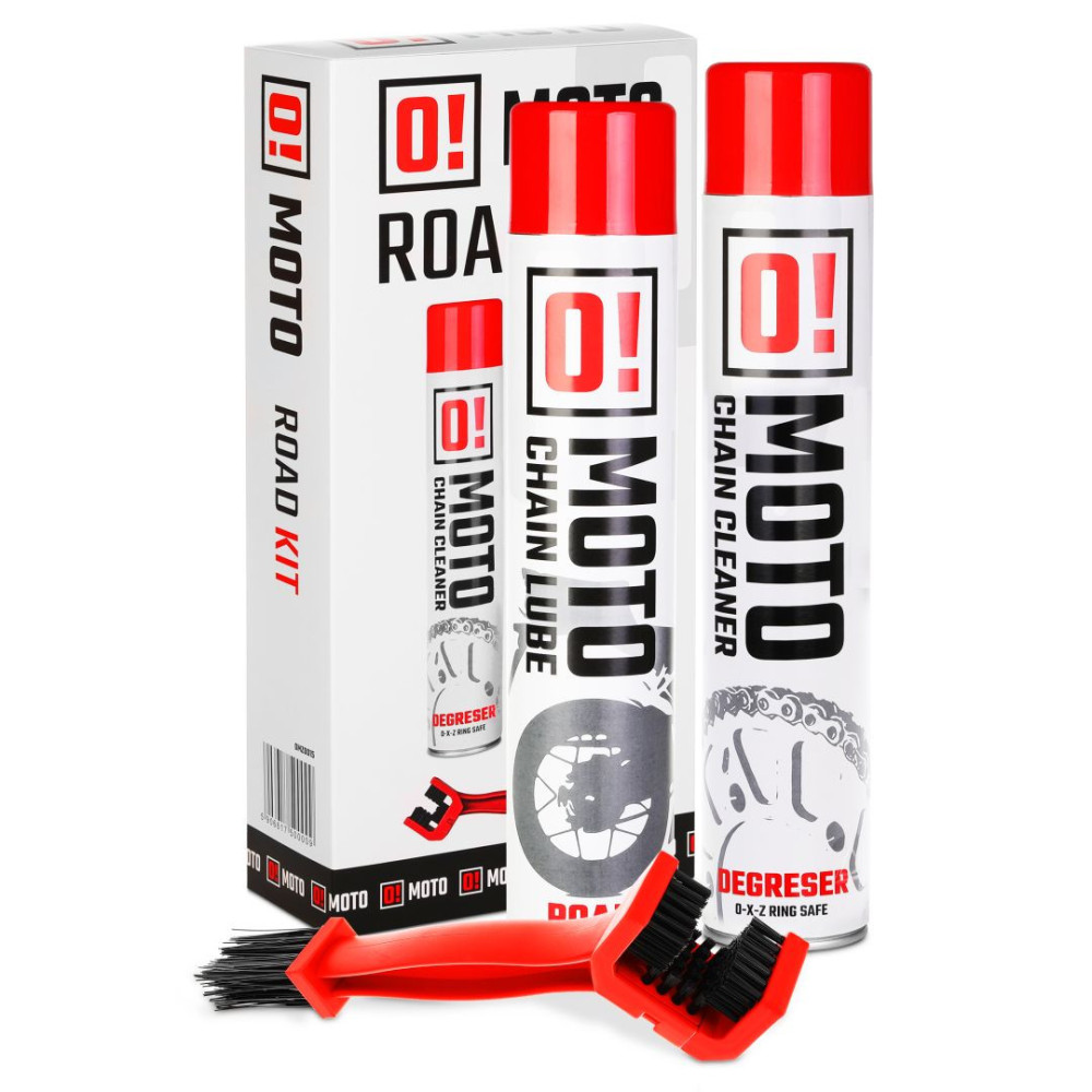 OMOTO ROAD CHAIN CARE AND PROTECTION ZESTAW DO CZYSZCZENIA I SMAROWANIA ŁAŃCUCHA 2+1 ZESTAW Z SZCZOTKĄ (2 X 750ML)